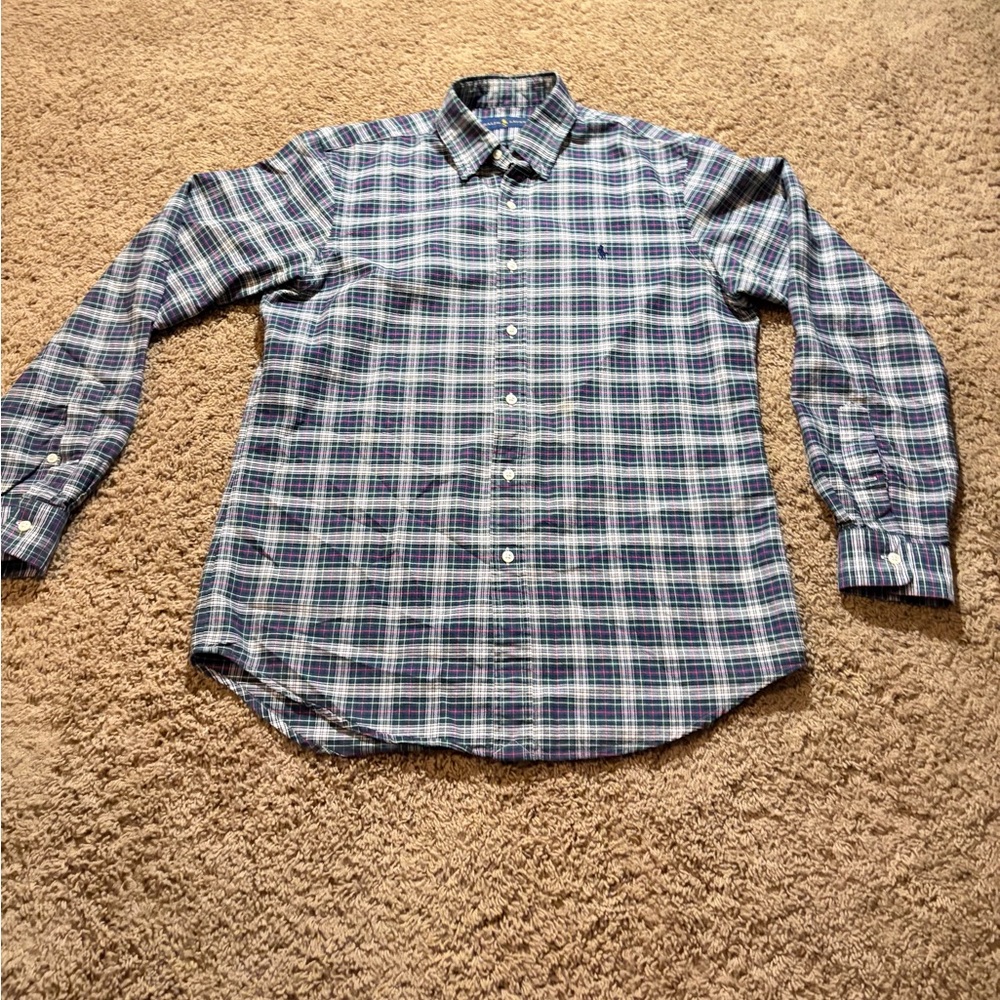 Ralph Lauren Men’s Long-Sleeve Plaid Button-Down Shirt - Blue & Green